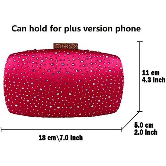 🆕 Women Pink Crystal Clutch Purses Evening Wedding Party Bridal Rhinestone Bags - Picture 2 of 9